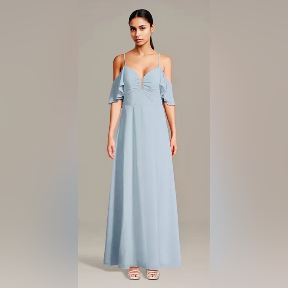 David’ Bridal Cold-Shoulder Long Chiffon Dress